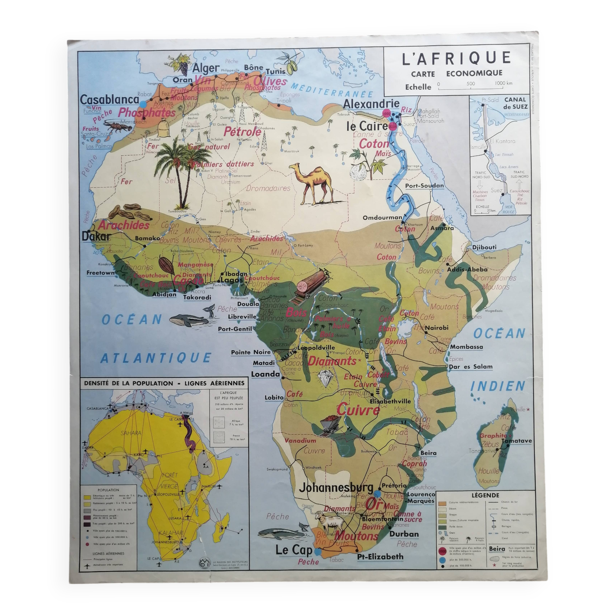 Vintage school map mdi: Africa-Europe economic.