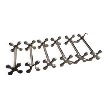 Set of 6 stainless steel knife rests by Chabanne in its original box.