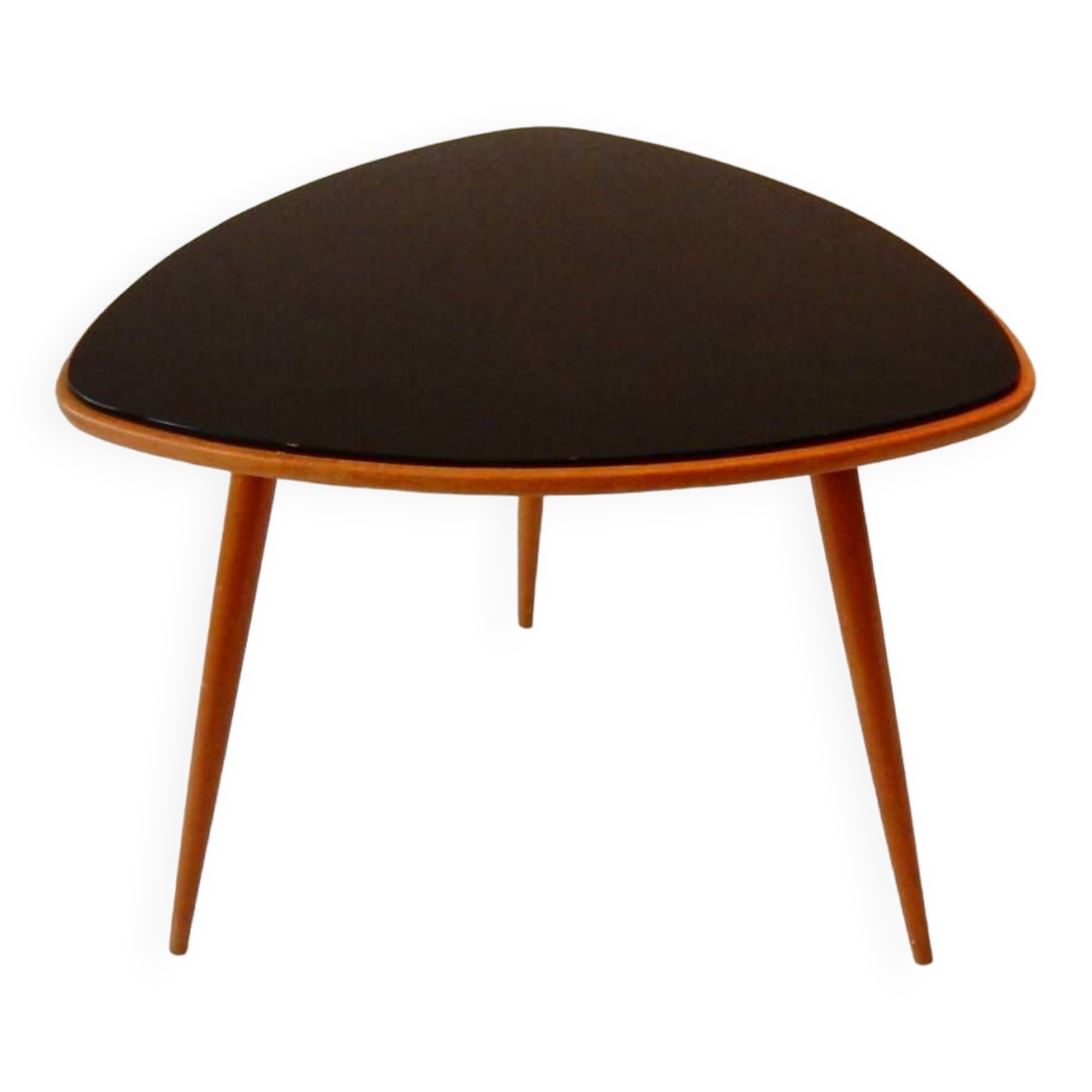 Table basse en forme de triangle en bois et verre pour Opal Kleinmöbel, Allemagne années 1950/1960