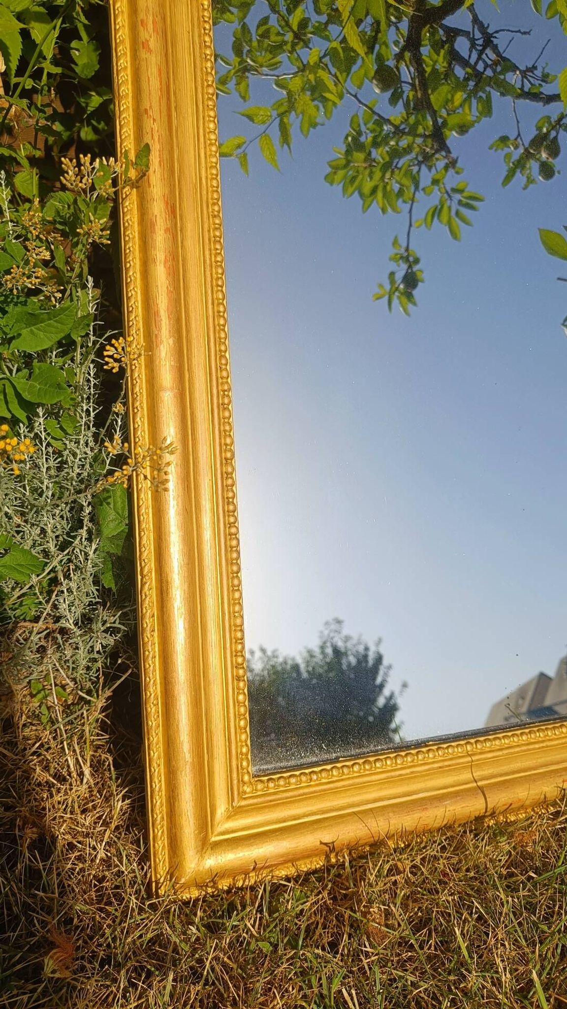 Miroir Louis-Philippe ancien doré patiné