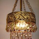 Vintage gilded cascading crystal chandelier