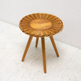 Tabouret en rotin par Jan Kalous pour Úluv, années 1960, Tchécoslovaquie
