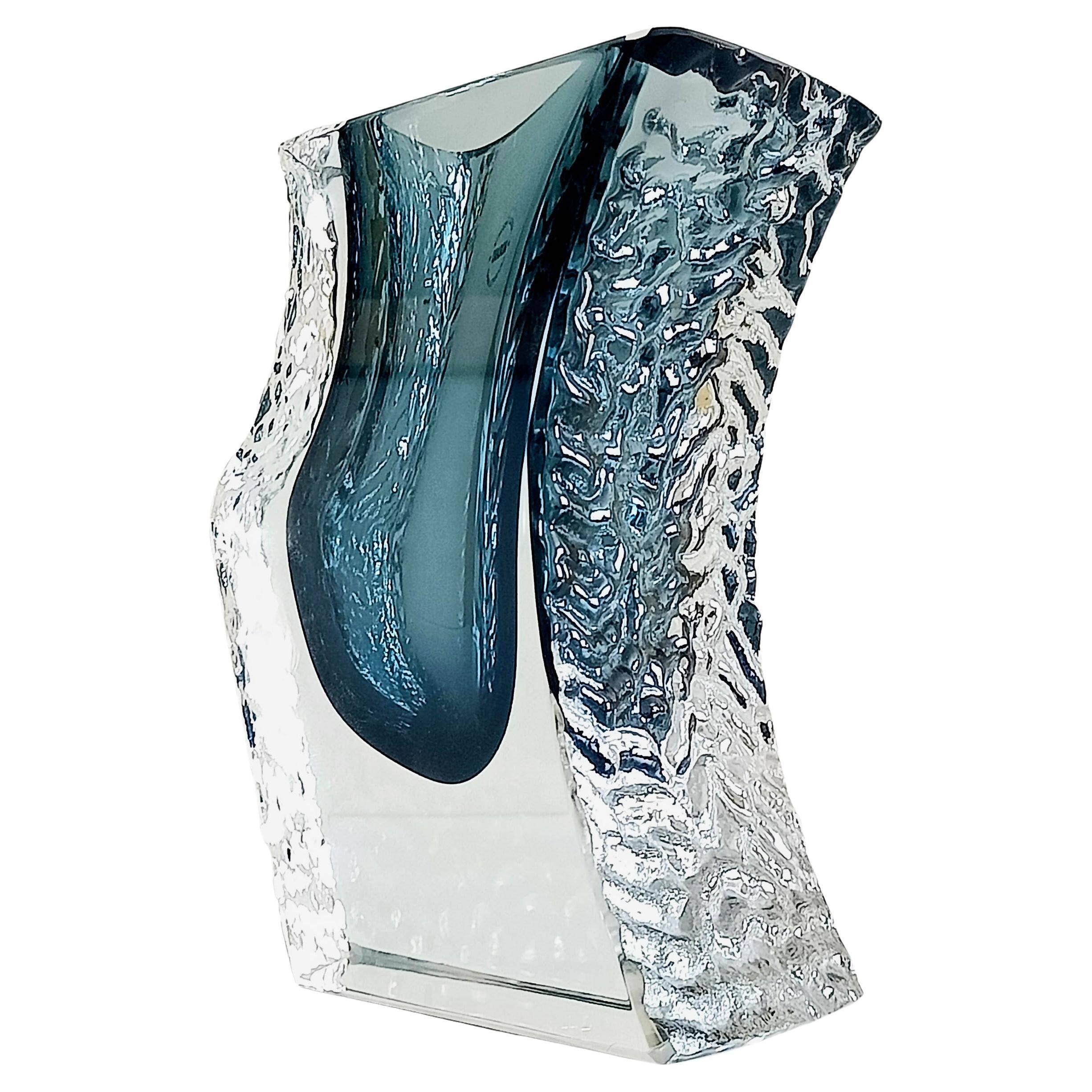 Midcentury Murano Glass Textured Sides Vase by Mandruzzato, Italy, 1970s