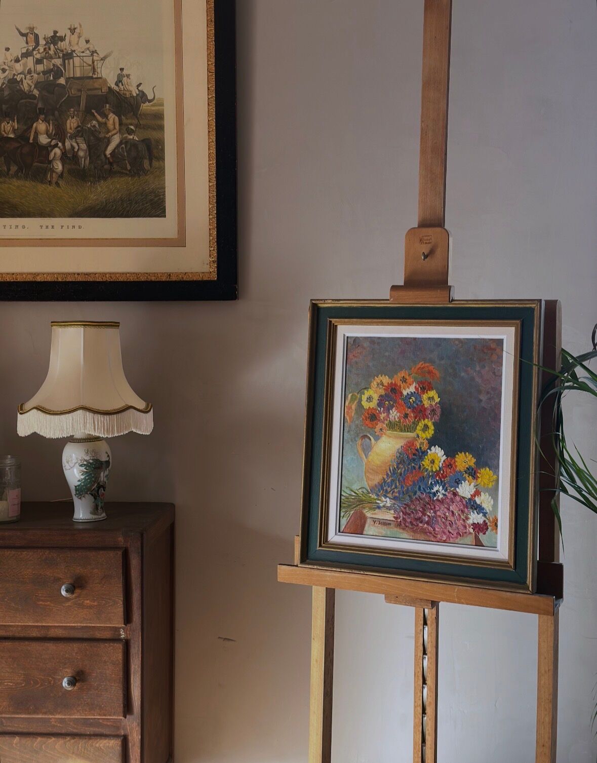 Framed oil on canvas – Flower bouquet, Yvonne Sellier