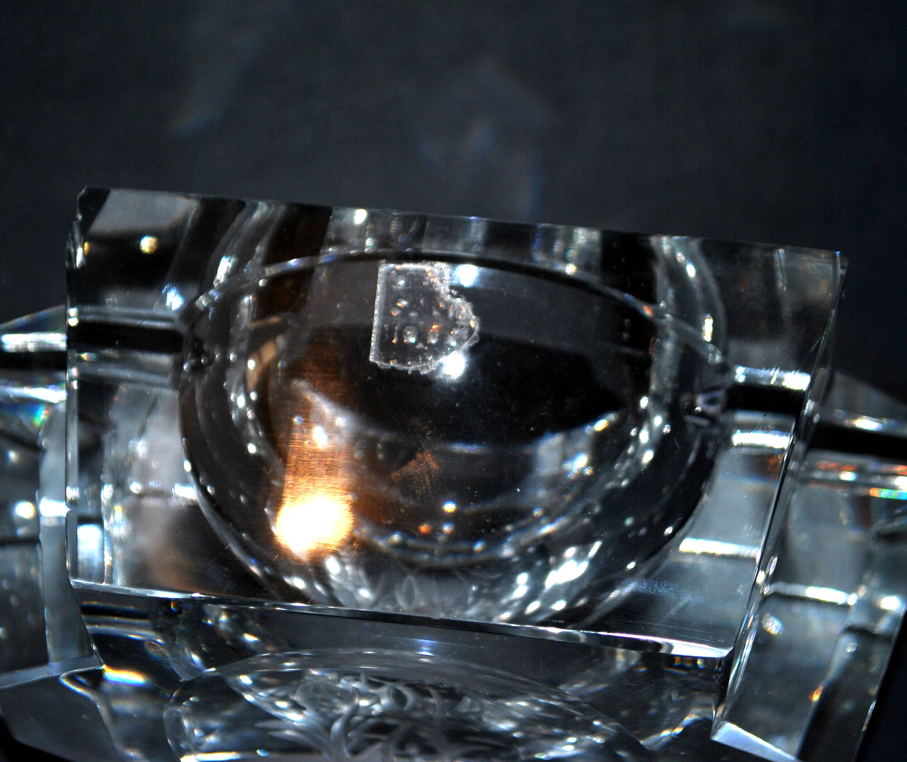 Saint-Louis DESIGN Modernist Crystal Ashtray with Label