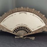 Table mirror vintage engraved glass fan