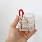 Trio of crystal ashtrays on its support, 1950, translucent, vintage