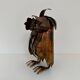 Brutalist owl sculpture, vintage 1970s