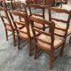 Suite of 6 rustic mulched chairs Louis XV solid cherry
