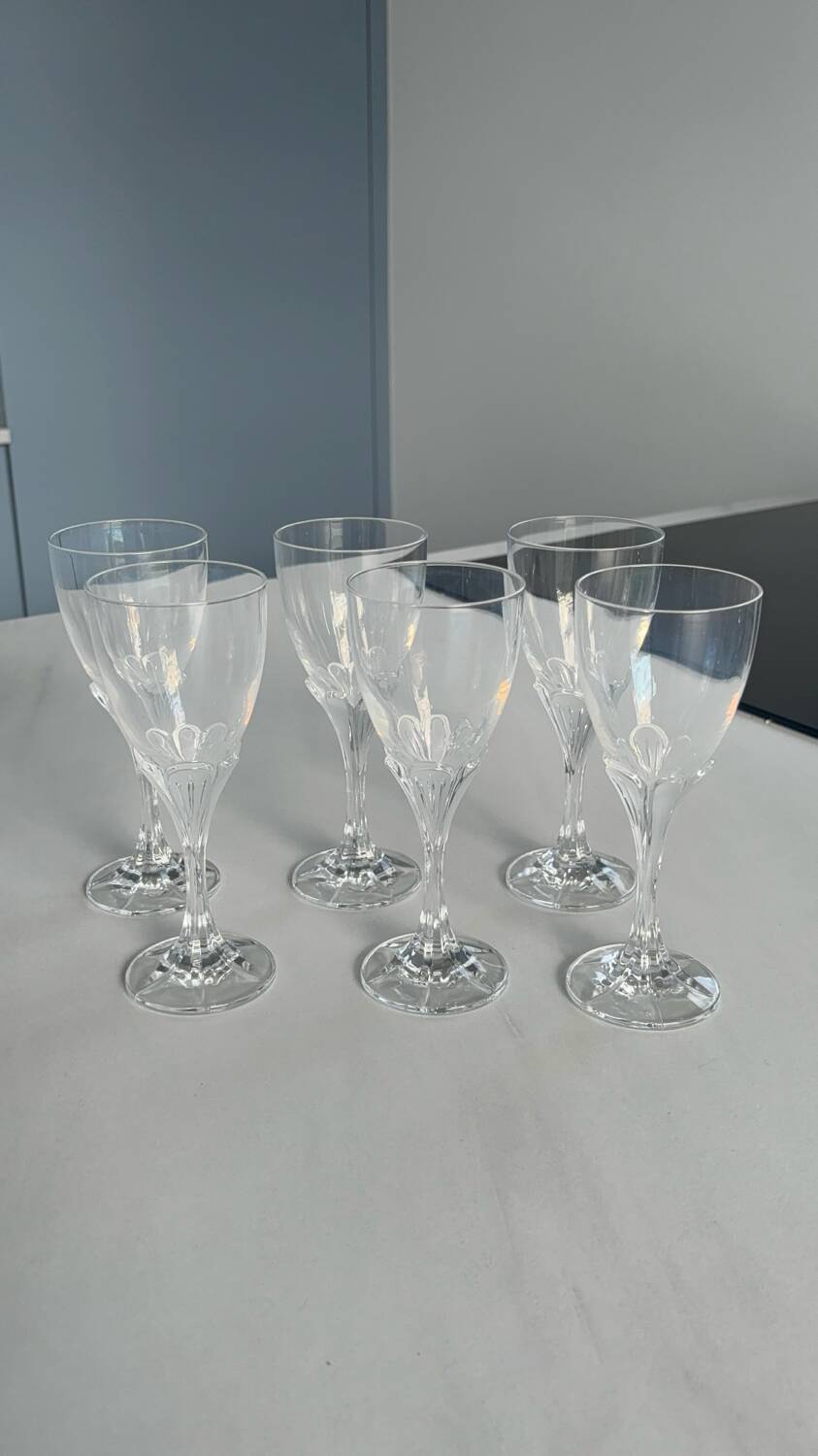Set de 6 verre a vin cristal d’arques modèle granville forme de fleur