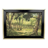 Peinture à l'huile des année 40  " Sous bois "