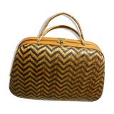 Small two-colour wicker suitcase