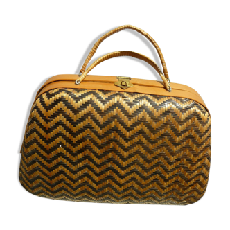 Valise en osier deux couleurs