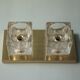 Peill & Putzler wall light, vintage, brass and thick glass wall sconce.
