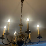 Brass Mid-Century Chandelier - 6 light branches