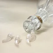 French glass decanter with 4 compartments and pouring spouts, 1950s–70s