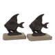 Vintage French Art Deco Fish Book Ends - Marble and Spelter Bookends