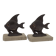 Vintage French Art Deco Fish Book Ends - Marble and Spelter Bookends