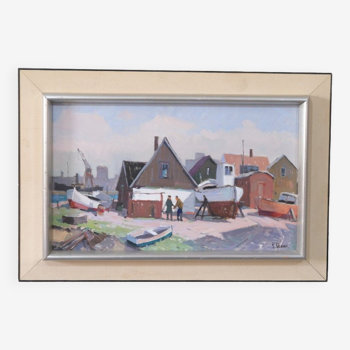 Eskil Skans, Swedish Composition, 1960, Oil on Panel, Framed