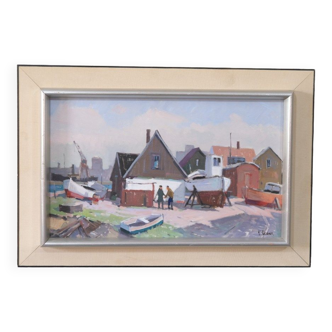 Eskil Skans, Swedish Composition, 1960, Oil on Panel, Framed