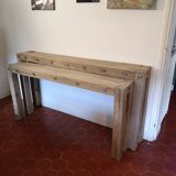 paire de console en chêne massif et metal