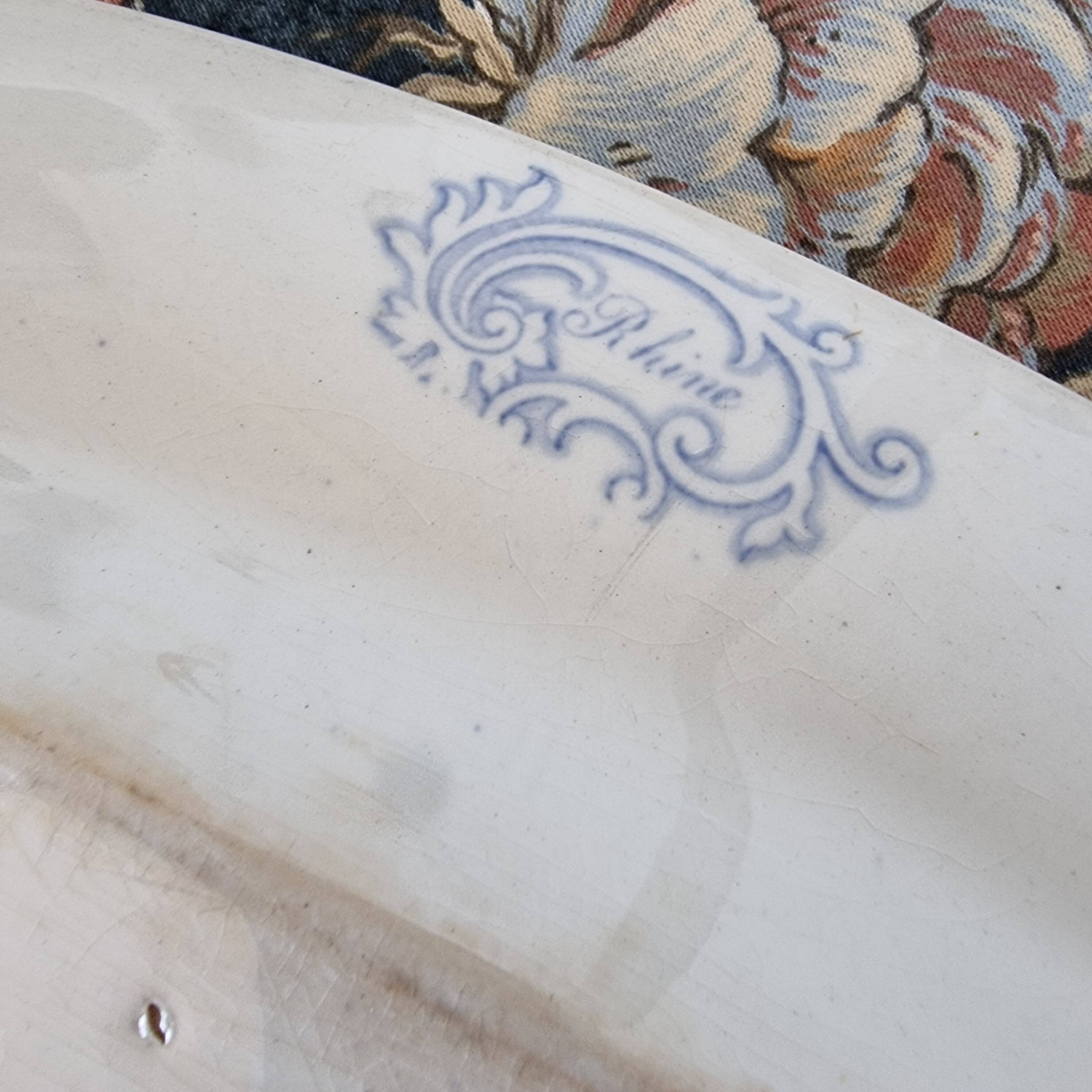 Large English Staffordshire "Rhine" Porcelain Platter or Tray from 1870