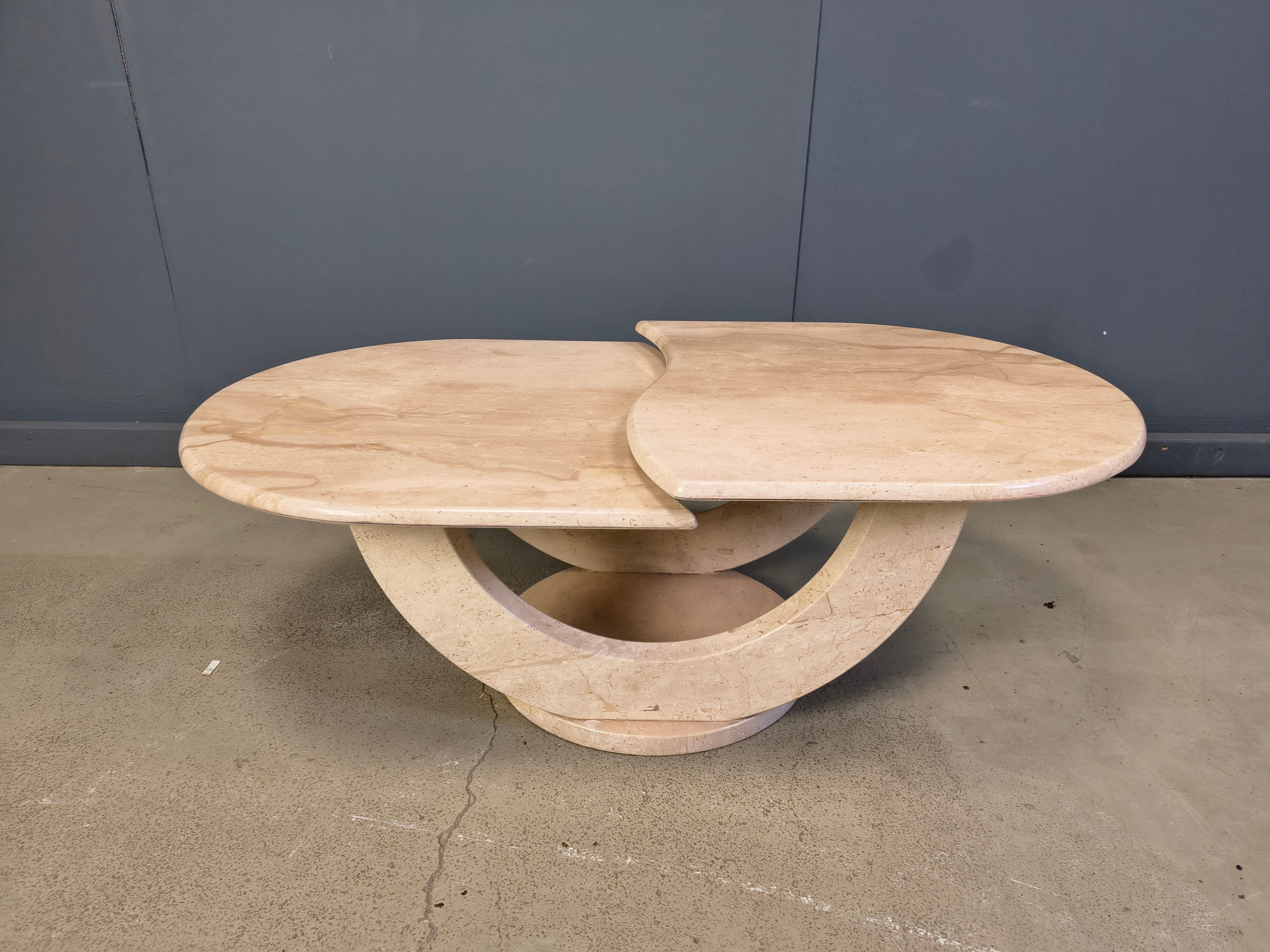 Vintage two tier travertine coffee table, 1970s
