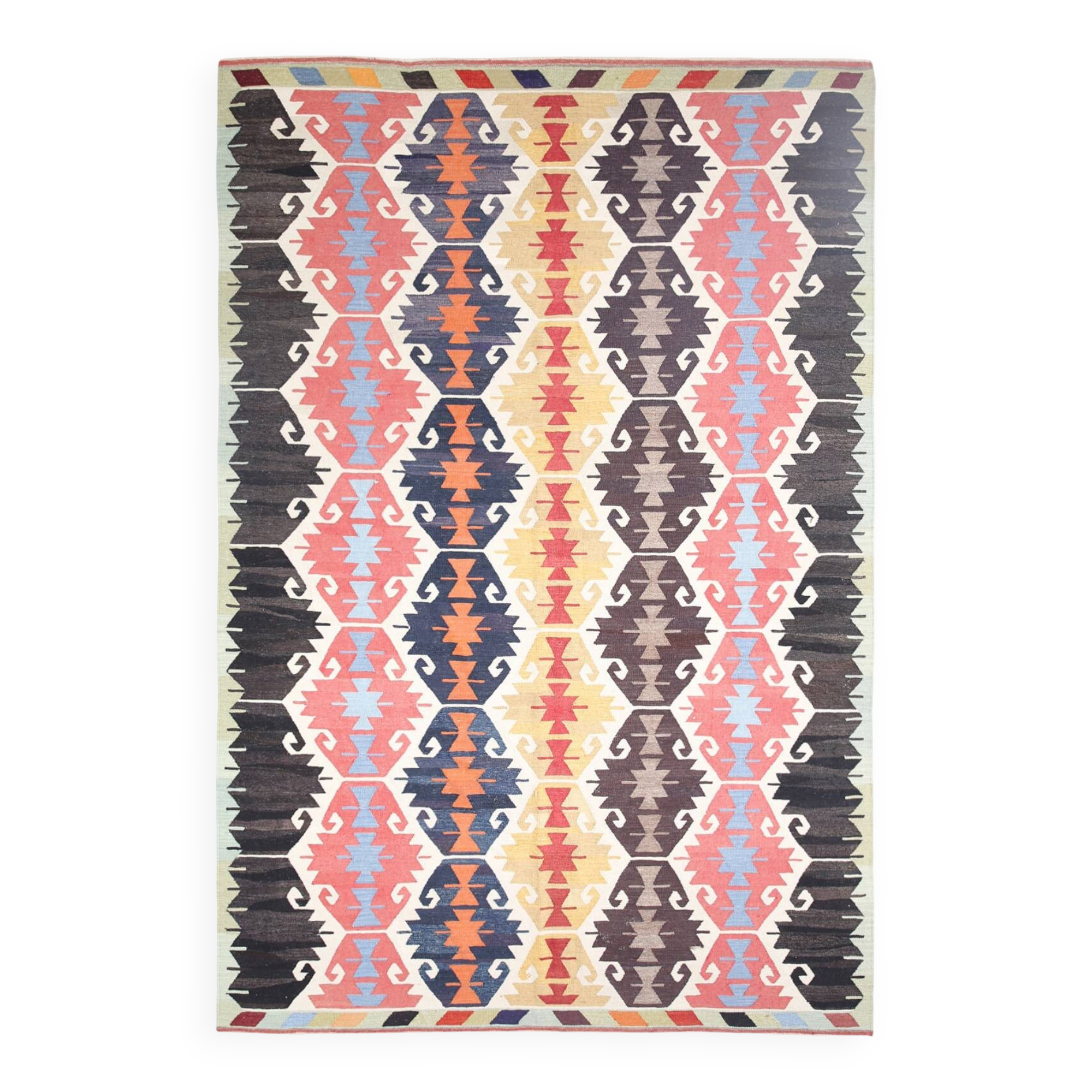8x12 Kilim Red & Navy Blue Persian Kilim Rug, 255x376Cm