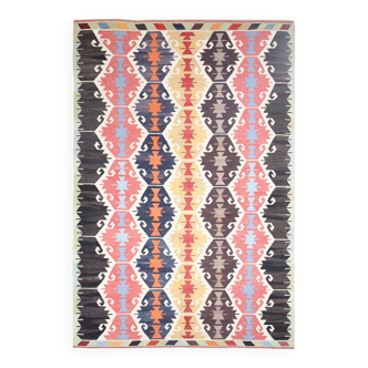 8x12 Kilim Red & Navy Blue Persian Kilim Rug, 255x376Cm