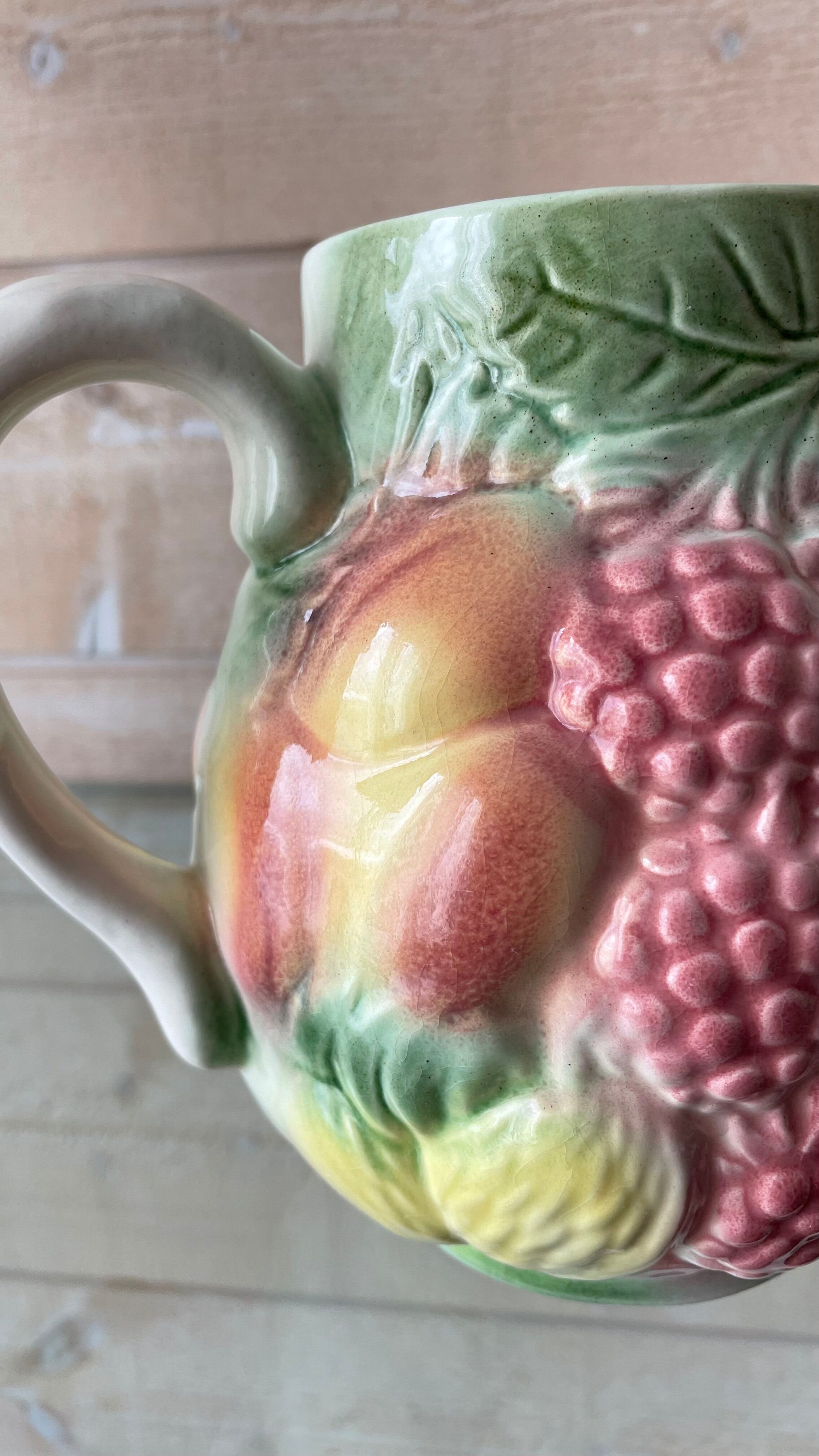 Vintage fruit slip pitcher