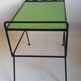 1960s side table with a lime green top, width 65.5 cm.