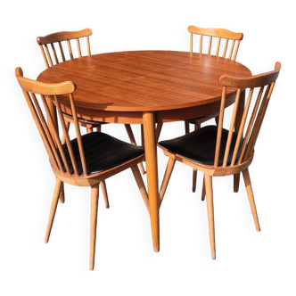 Extendable table set + 4 Baumann chairs