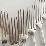 Nine large Ercuis silver-plated forks
