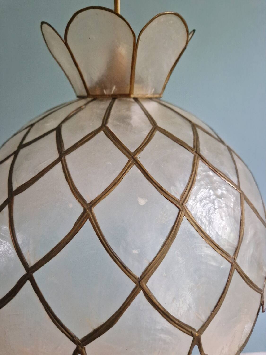 Suspension vintage en nacre de capiz, années 70