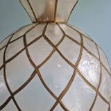 Suspension vintage en nacre de capiz, années 70