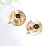 Duo of rat candlesticks in gilded brass