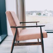 Vintage armchair velours côtelé flaming rosé 1970 design by H.Lis