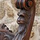 Dagobert armchair curule hard carved walnut demon head detail 3675