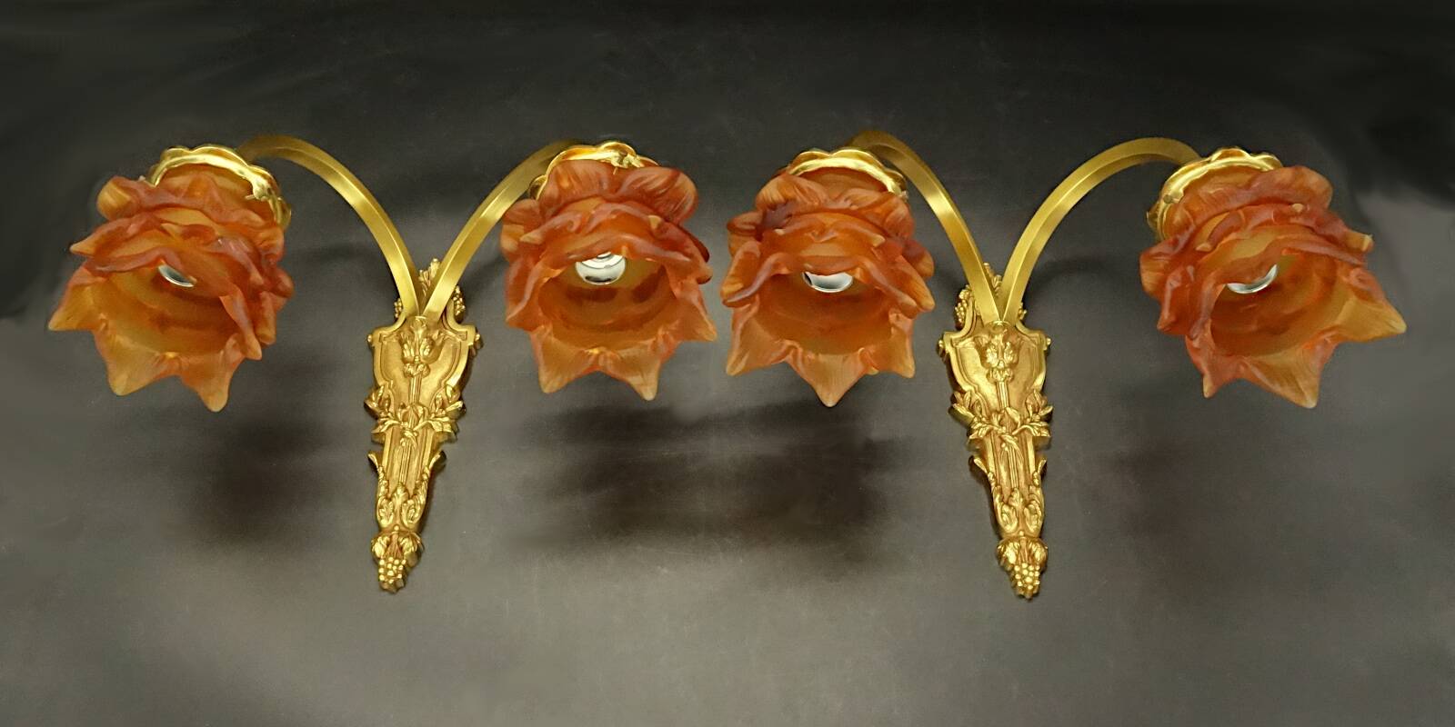 Pair of Louis XVI style wall lights from Lucien GAU, Paris - gilt bronze