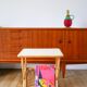 Rattan and bamboo magazine rack side table 1960