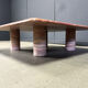 Angelo Mangiarotti red travertine coffee table for Up&Up, Italy