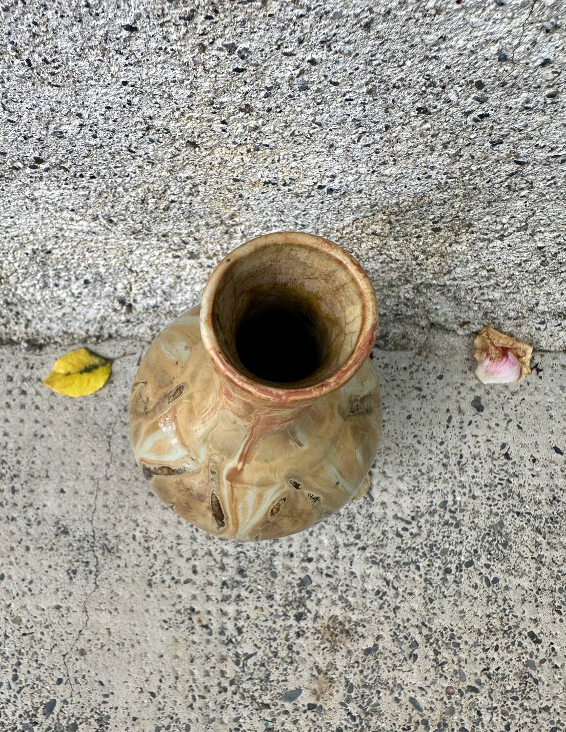 Small antique stoneware vase signed Jean Metenier