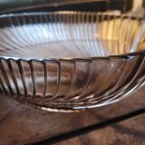 Smoked glass bowl with a radiating embossed pattern — 1970s