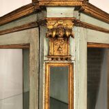 Vitrine en bois laqué bleu/vert, rechampi or, Italie XVIIIe-début XIXe