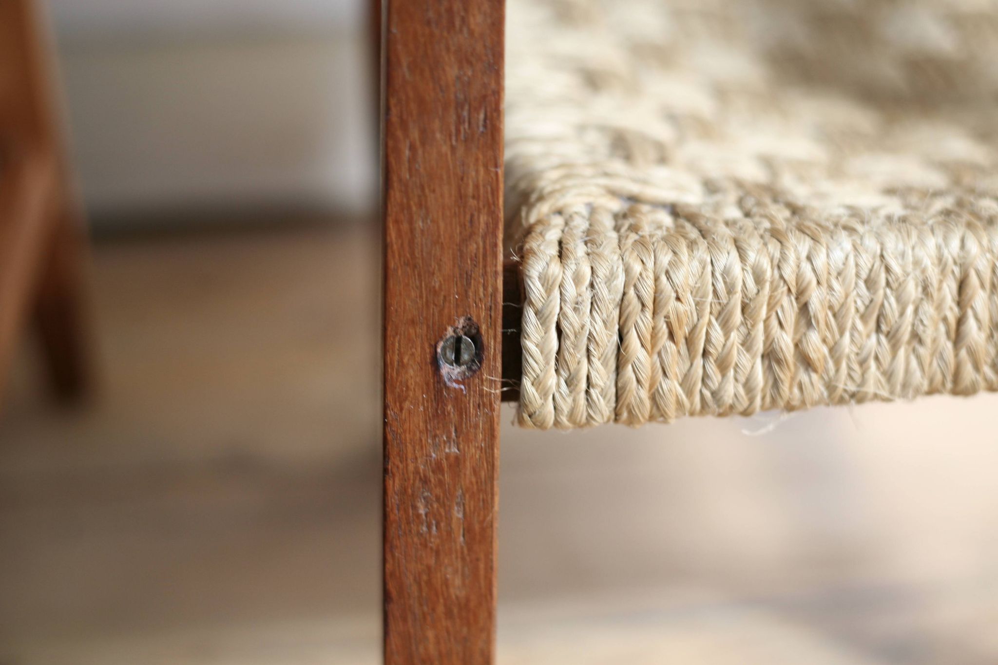 Pair of children's armchairs in rope, attributed to Audoux Minet.