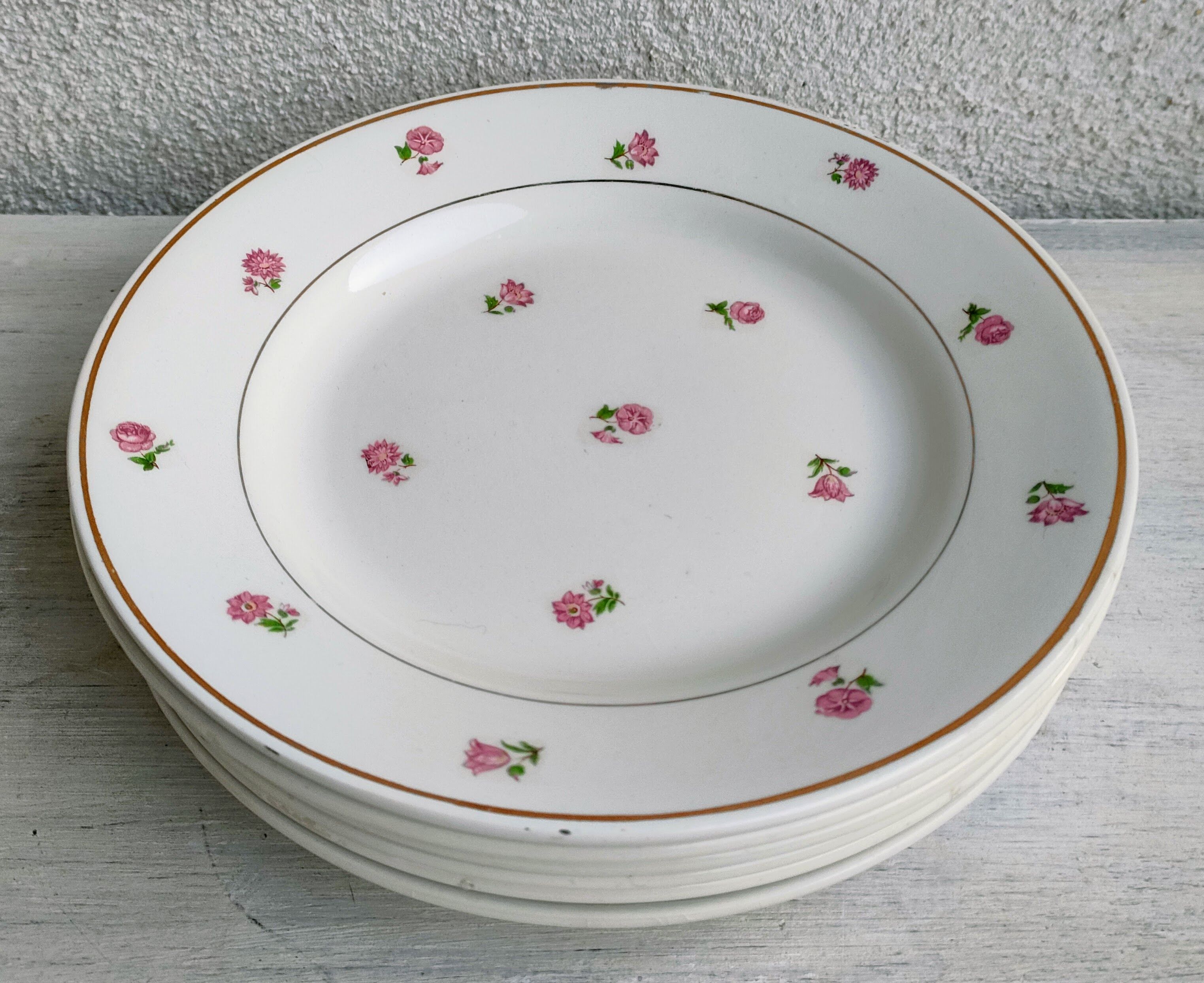 Lot 6 plates dessert porcelain Moulin des Loups