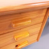 Vintage sled leg pine executive desk from the 60s-70s