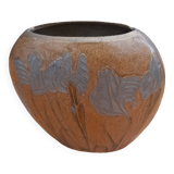 Art Deco style enameled metal vase