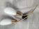 Pair of 60's gilded appliques 2 white conical lights