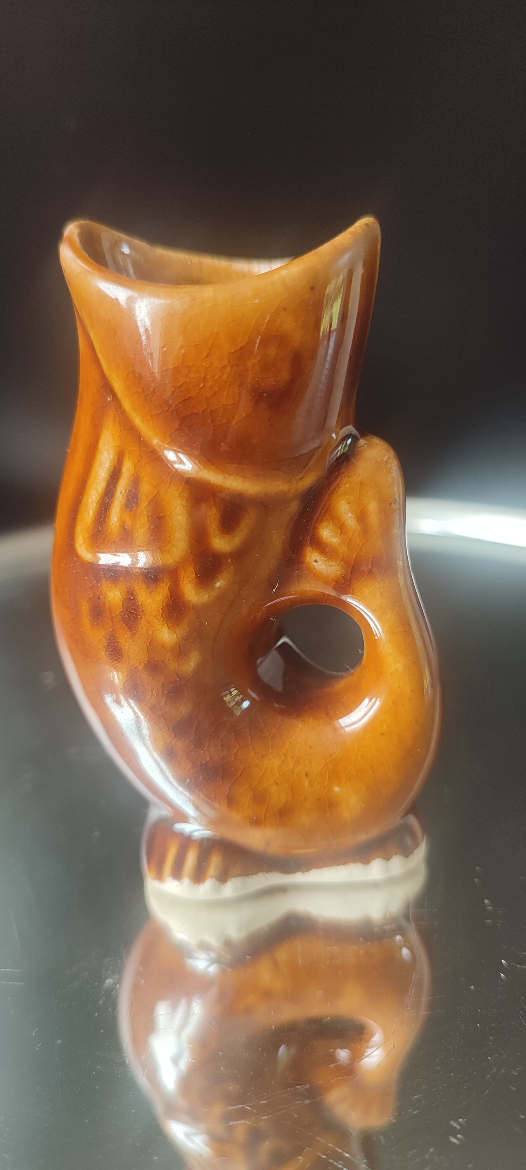 Carafe and glasses "Fish" Amber Ceramic Vintage USSR era